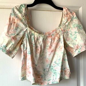 H&M Floral Puff Sleeve top Size S
